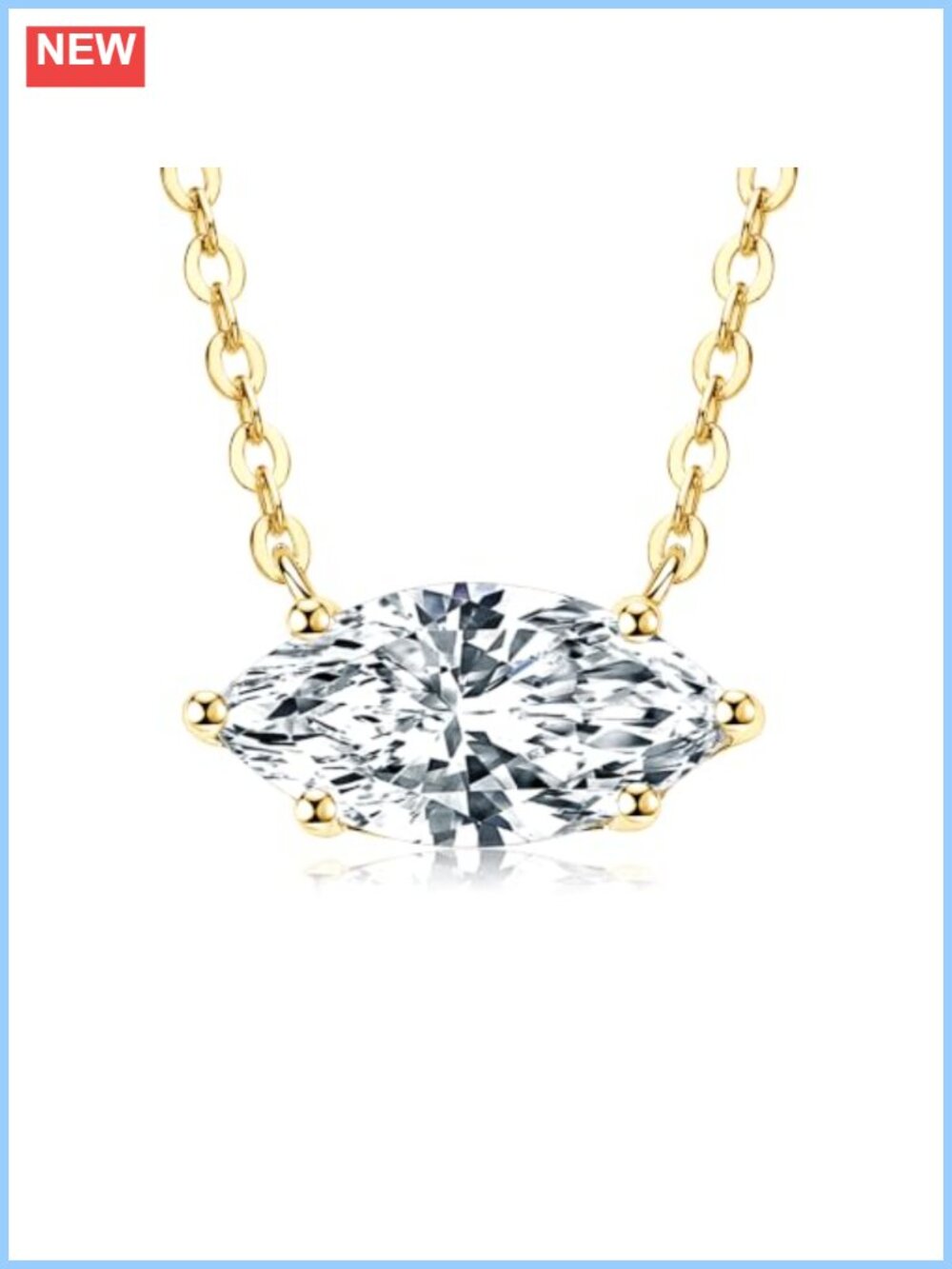 14K Gold Filled Marquise Moissanite Pendant Necklace for Women